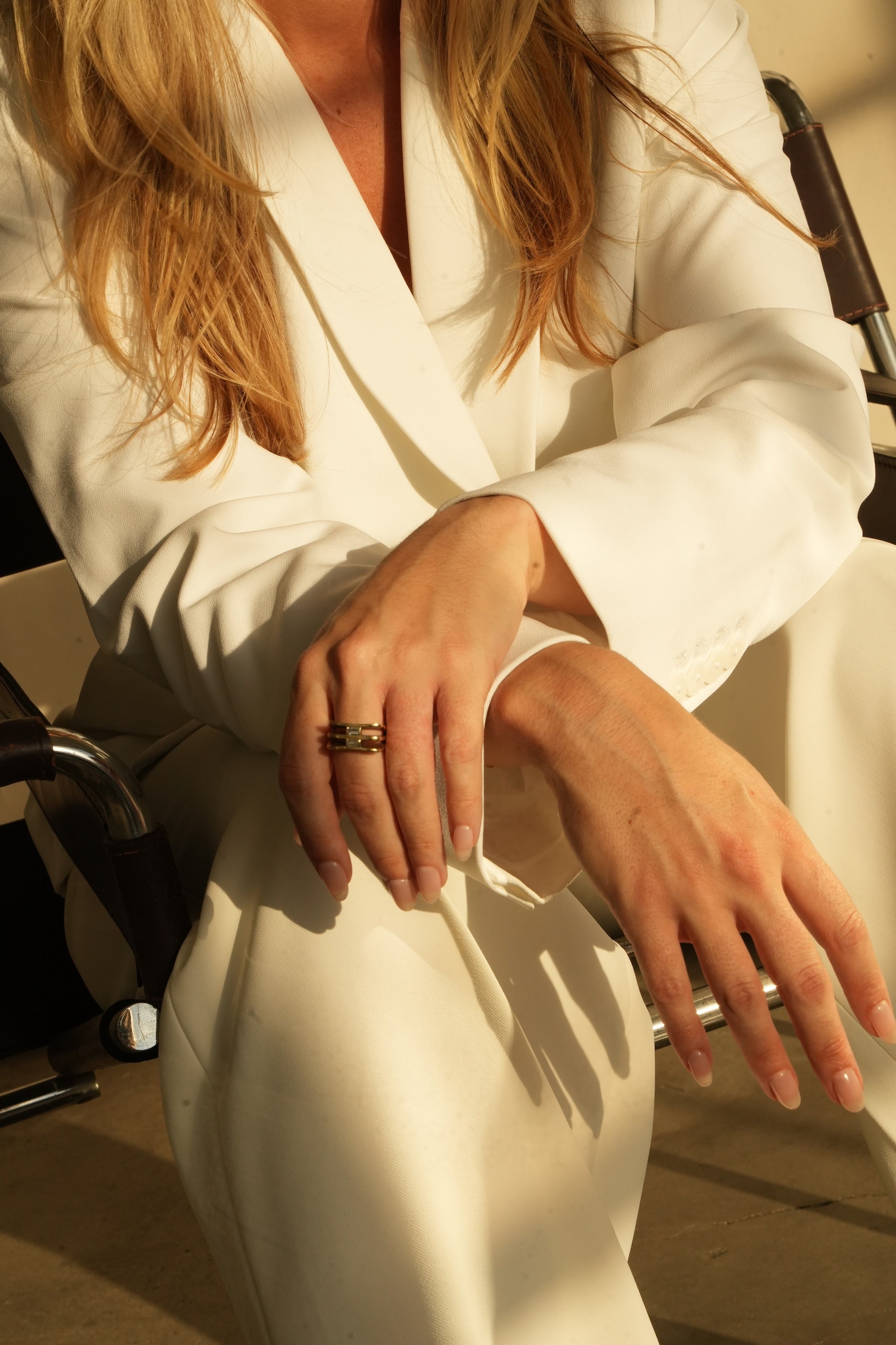 Vintage-inspired gold-plated sterling silver-ring-close-up-on-model